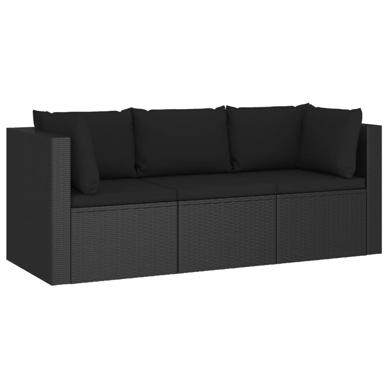 vidaXL 4 Piece Garden Lounge Set with Cushions Poly Rattan Black