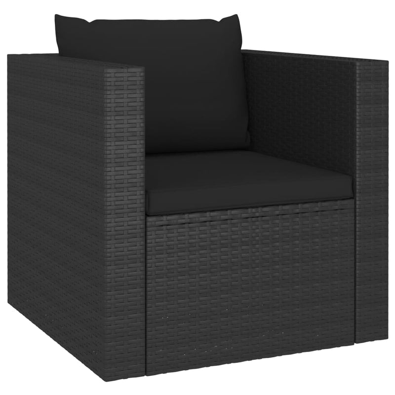 vidaXL 4 Piece Garden Lounge Set with Cushions Poly Rattan Black