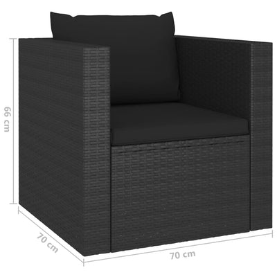 vidaXL 4 Piece Garden Lounge Set with Cushions Poly Rattan Black