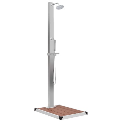 vidaXL Outdoor Shower with Tray WPC Stainless Steel