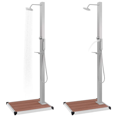 vidaXL Outdoor Shower with Tray WPC Stainless Steel