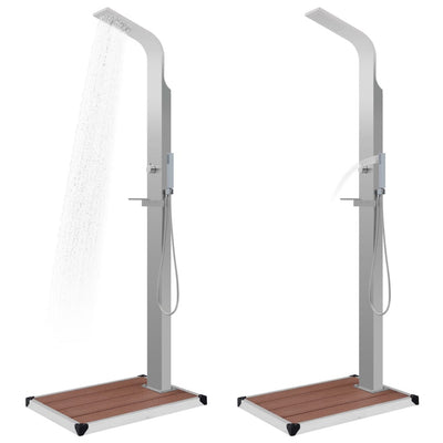 vidaXL Outdoor Shower with Tray WPC Stainless Steel