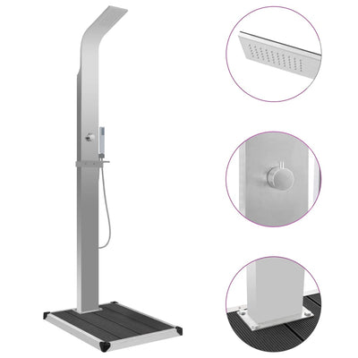 vidaXL Outdoor Shower with Tray WPC Stainless Steel