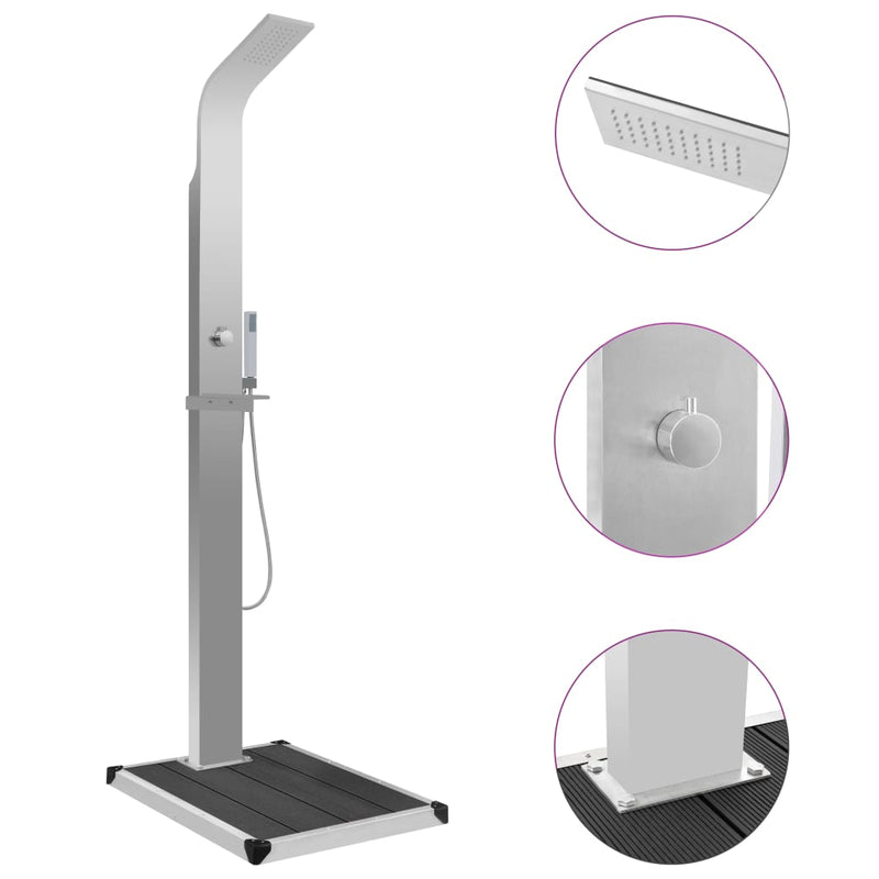 vidaXL Outdoor Shower with Tray WPC Stainless Steel