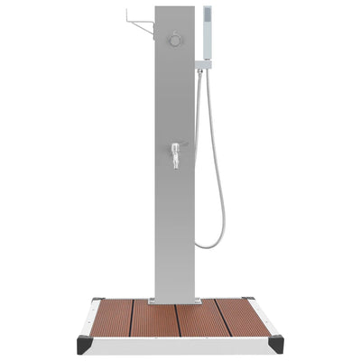 vidaXL Outdoor Shower with Tray WPC Stainless Steel