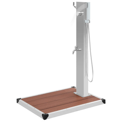 vidaXL Outdoor Shower with Tray WPC Stainless Steel