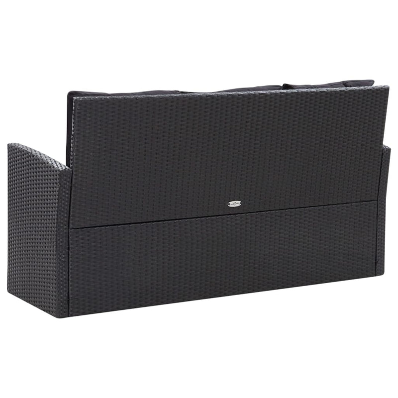 vidaXL 6 Piece Garden Lounge Set with Cushions Poly Rattan Black