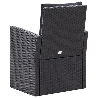 vidaXL 6 Piece Garden Lounge Set with Cushions Poly Rattan Black