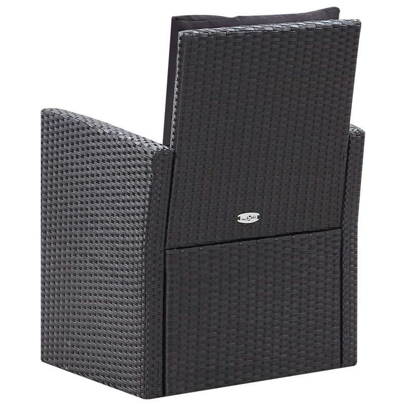 vidaXL 6 Piece Garden Lounge Set with Cushions Poly Rattan Black