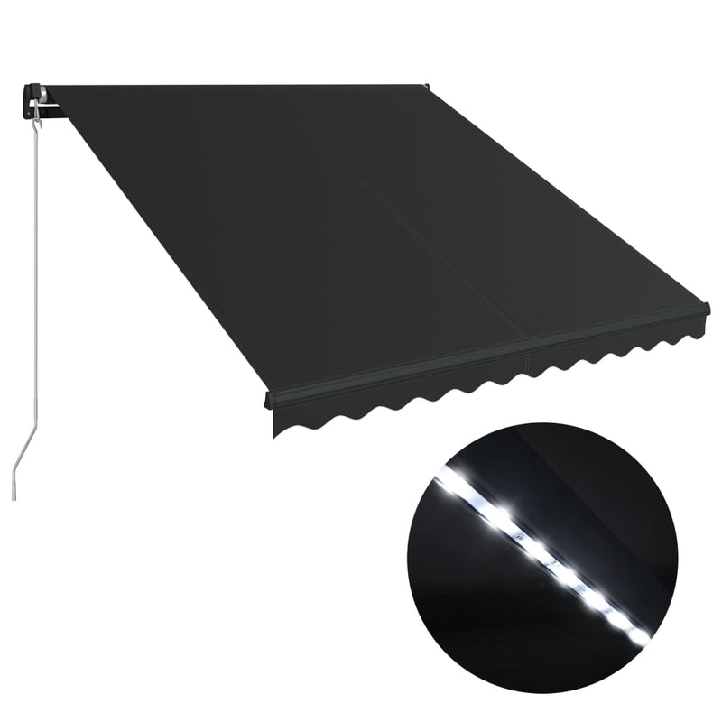vidaXL Manual Retractable Awning with LED 450x300 cm Anthracite