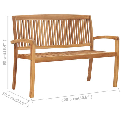 vidaXL 3-Seater Stacking Garden Bench 159 cm Solid Teak Wood
