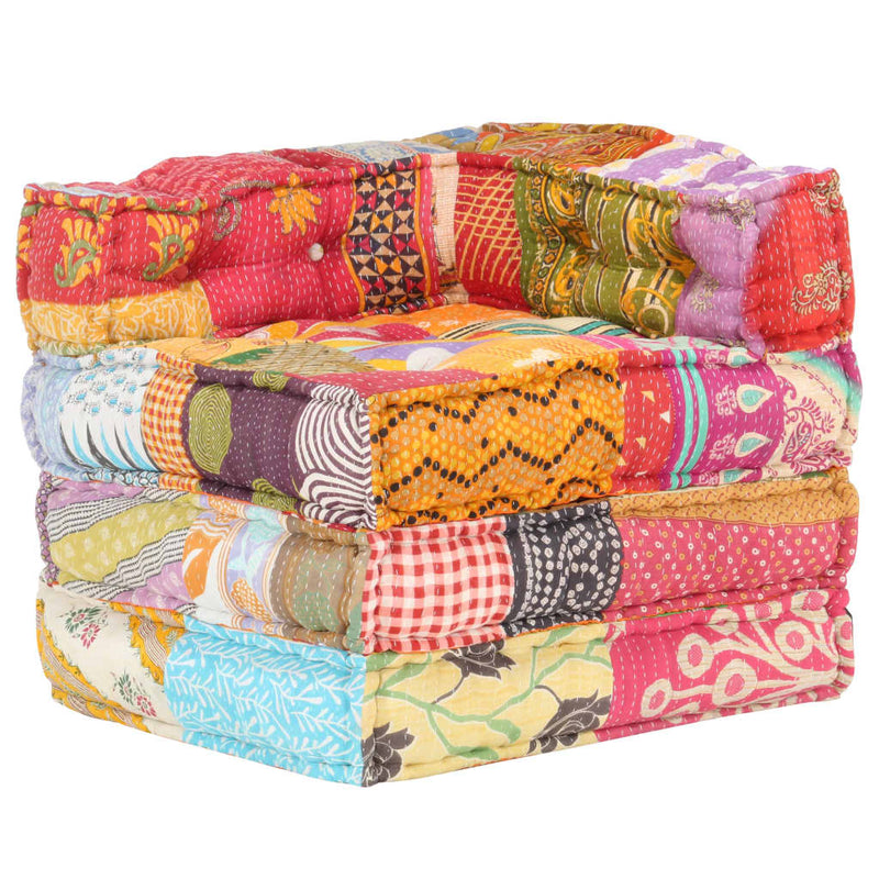 vidaXL Modular Pouffe Patchwork Fabric