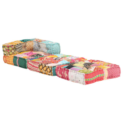vidaXL Modular Pouffe Patchwork Fabric
