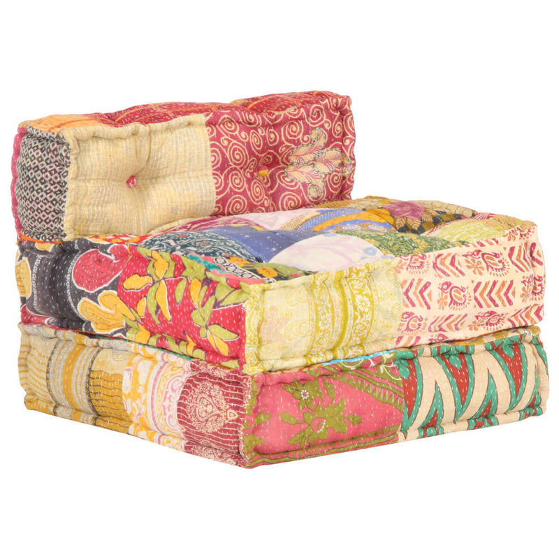 vidaXL Modular Pouffe Patchwork Fabric