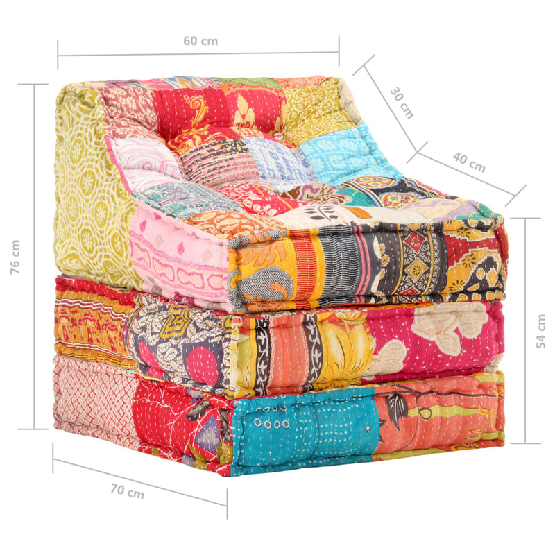 vidaXL Modular Pouffe Patchwork Fabric