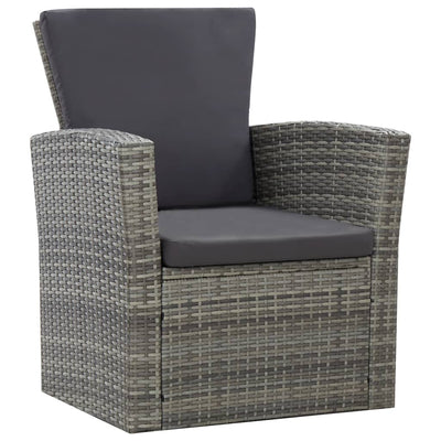 vidaXL 4 Piece Garden Lounge Set with Cushions Poly Rattan Grey