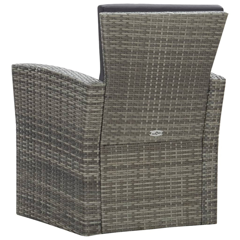 vidaXL 4 Piece Garden Lounge Set with Cushions Poly Rattan Grey