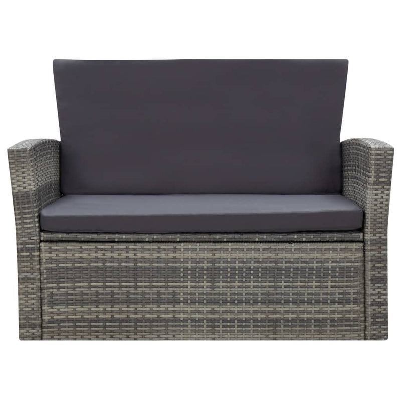vidaXL 4 Piece Garden Lounge Set with Cushions Poly Rattan Grey