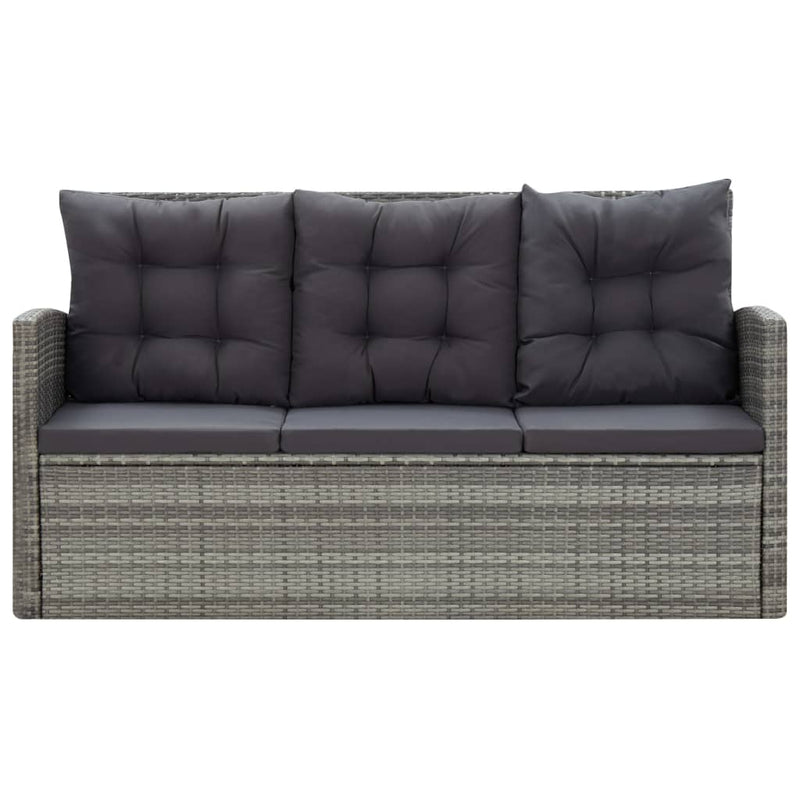 vidaXL 5 Piece Outdoor Dining Set with Cushions Poly Rattan Grey