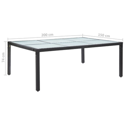 vidaXL Outdoor Dining Table Black 200x150x74 cm Poly Rattan