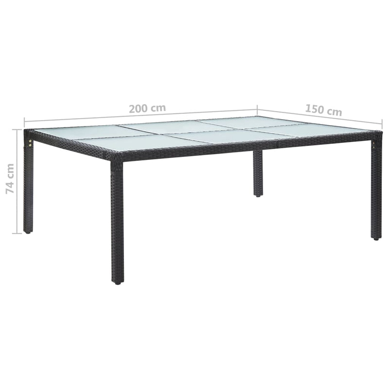 vidaXL Outdoor Dining Table Black 200x150x74 cm Poly Rattan