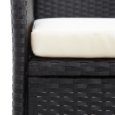 vidaXL 2-Seater Garden Bench with Tea Table 143 cm Poly Rattan Black