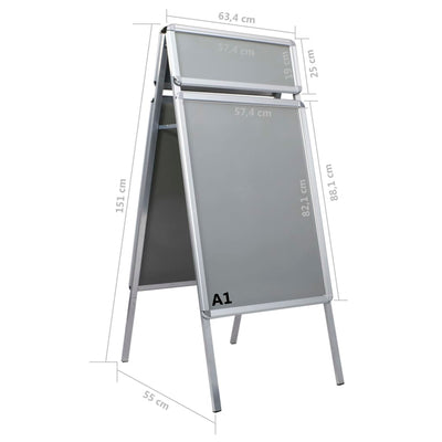 vidaXL A1 Customer Stopper Poster Stand with Header Aluminium