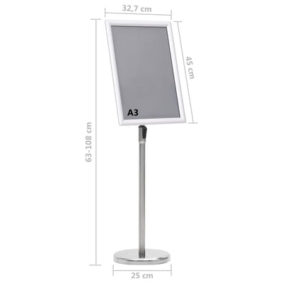 vidaXL A3 Pedestal Poster Stand Silver Aluminium Alloy