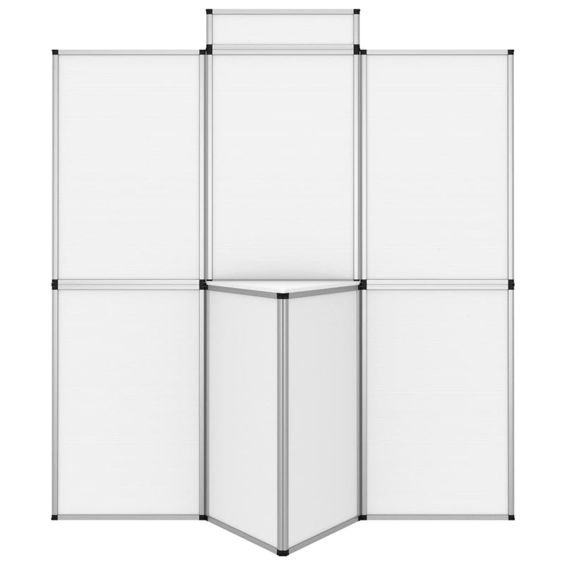 vidaXL 8-Panel Folding Exhibition Display Wall with Table 181x200 cm White
