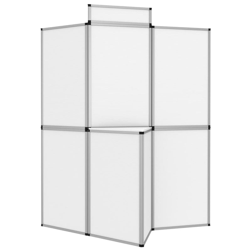 vidaXL 8-Panel Folding Exhibition Display Wall with Table 181x200 cm White