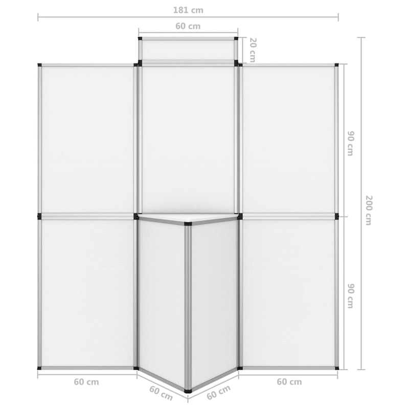 vidaXL 8-Panel Folding Exhibition Display Wall with Table 181x200 cm White