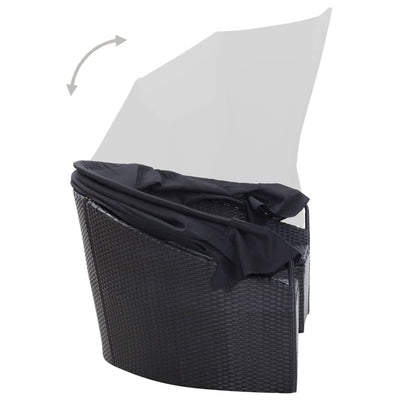 vidaXL Outdoor Lounge Bed with Canopy Poly Rattan Black