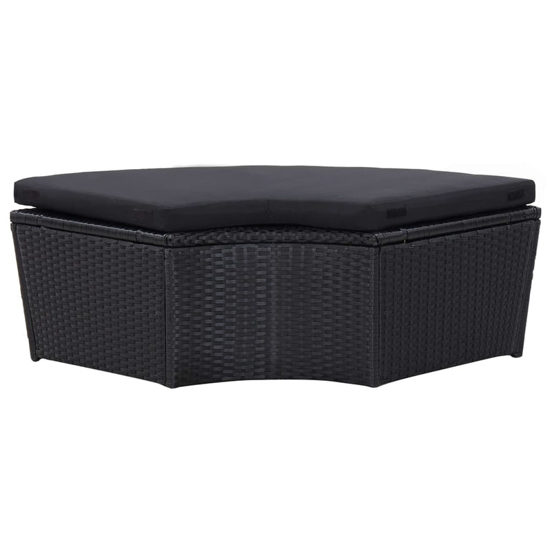 vidaXL Outdoor Lounge Bed with Canopy Poly Rattan Black