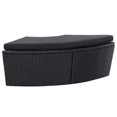 vidaXL Outdoor Lounge Bed with Canopy Poly Rattan Black