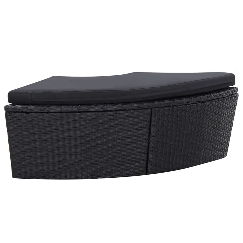 vidaXL Outdoor Lounge Bed with Canopy Poly Rattan Black