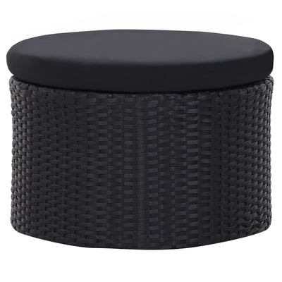 vidaXL Outdoor Lounge Bed with Canopy Poly Rattan Black