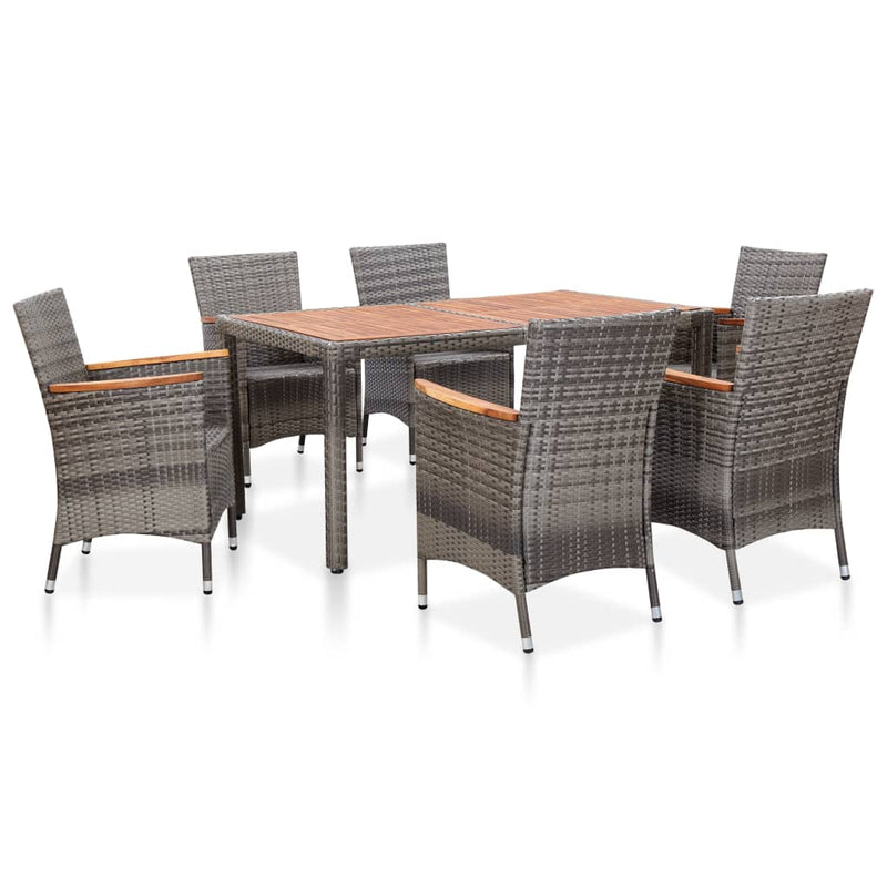 vidaXL 9 Piece Garden Dining Set with Cushions Poly Rattan Grey
