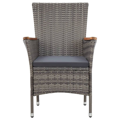 vidaXL 9 Piece Garden Dining Set with Cushions Poly Rattan Grey