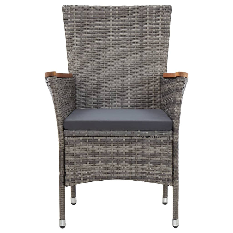 vidaXL 9 Piece Garden Dining Set with Cushions Poly Rattan Grey