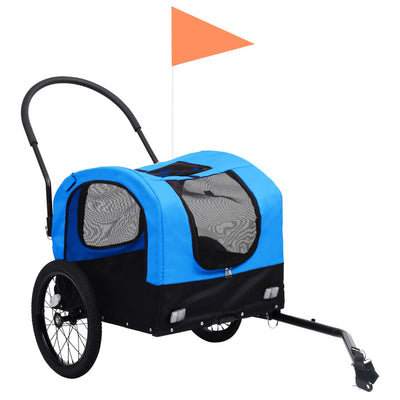 vidaXL 2-in-1 Pet Bike Trailer and Jogging Stroller Blue and Black