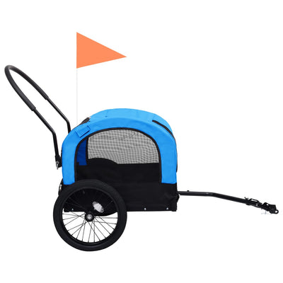 vidaXL 2-in-1 Pet Bike Trailer and Jogging Stroller Blue and Black