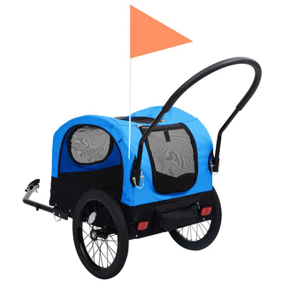 vidaXL 2-in-1 Pet Bike Trailer and Jogging Stroller Blue and Black