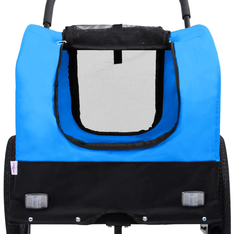 vidaXL 2-in-1 Pet Bike Trailer and Jogging Stroller Blue and Black