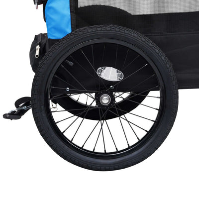 vidaXL 2-in-1 Pet Bike Trailer and Jogging Stroller Blue and Black