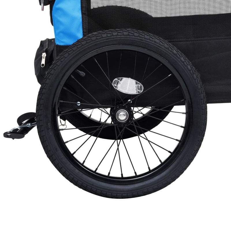 vidaXL 2-in-1 Pet Bike Trailer and Jogging Stroller Blue and Black