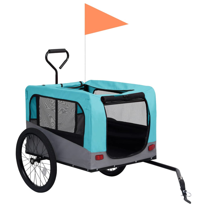 vidaXL 2-in-1 Pet Bike Trailer and Jogging Stroller Blue and Grey