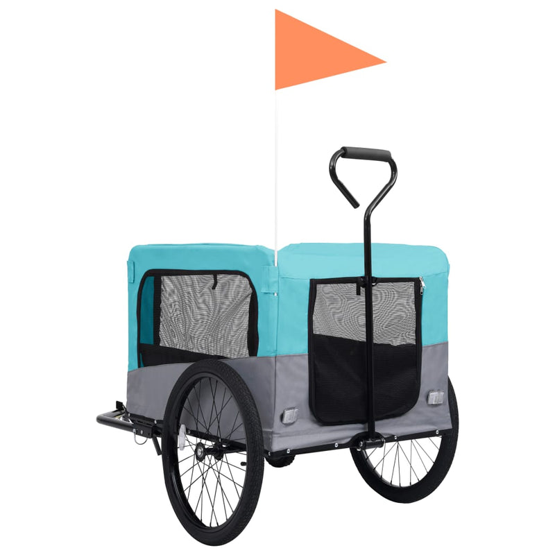 vidaXL 2-in-1 Pet Bike Trailer and Jogging Stroller Blue and Grey