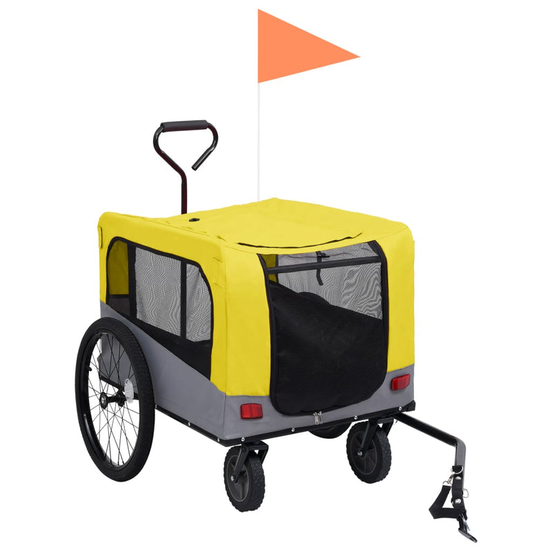 vidaXL 2-in-1 Pet Bike Trailer and Jogging Stroller Yellow and Grey