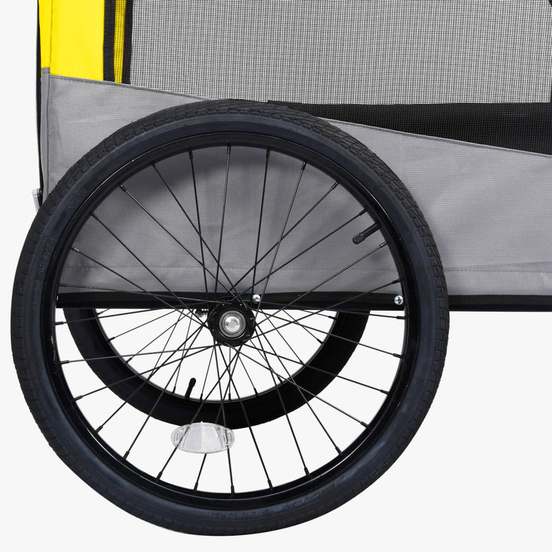 vidaXL 2-in-1 Pet Bike Trailer and Jogging Stroller Yellow and Grey