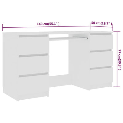 vidaXL Writing Desk Sonoma Oak 140x50x77 cm Engineered Wood